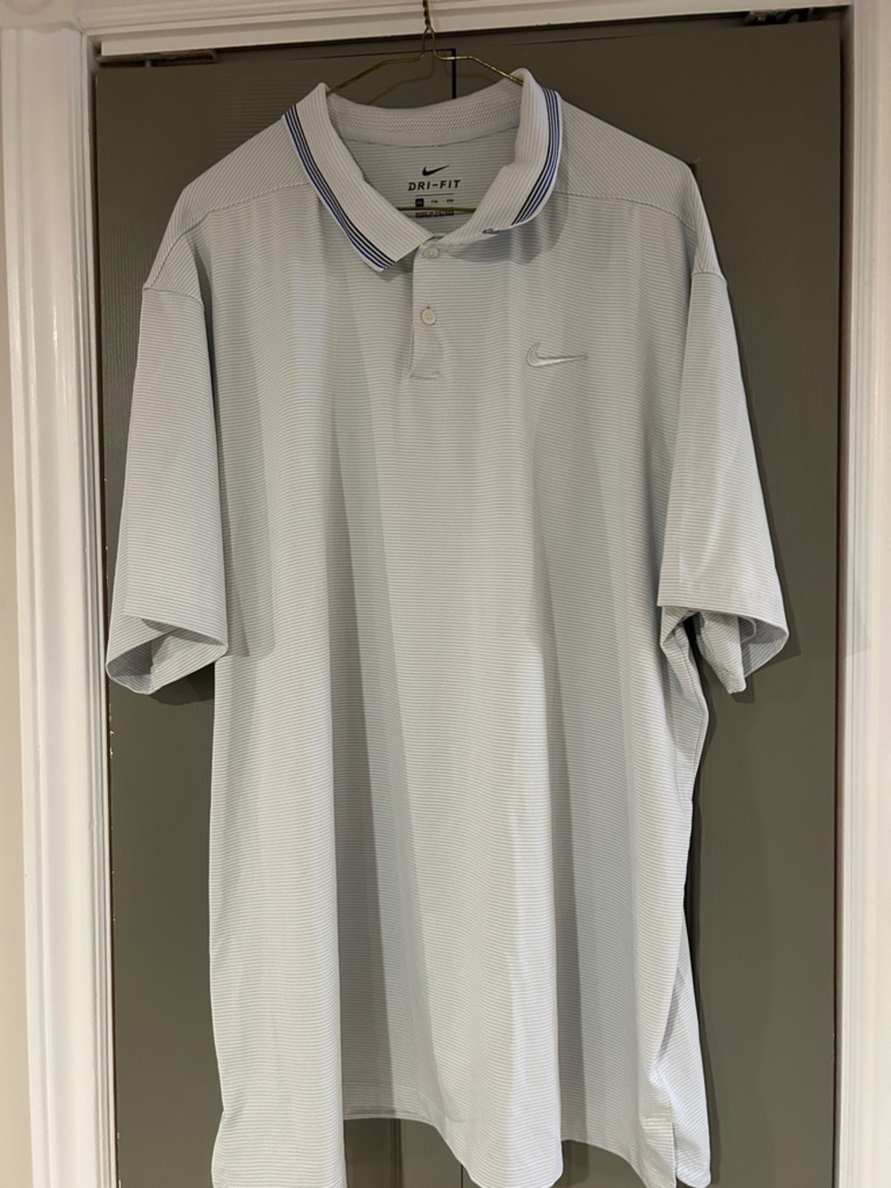 Nike Men’s Light Blue Stripe Dri-FIT Polo